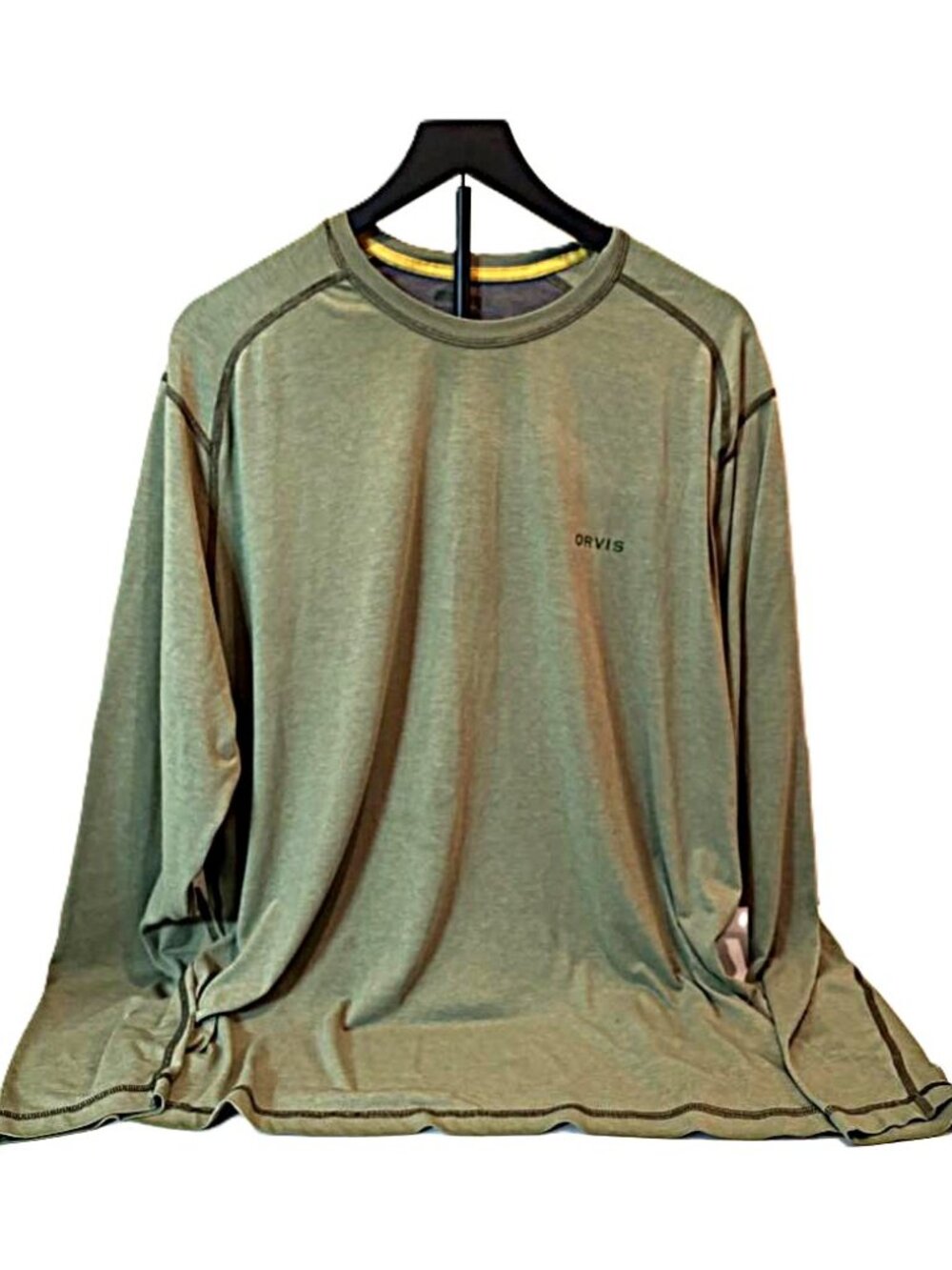 Men's Orvis Olive Green Long Raglan Sleeve Lightweight T-shirt - 2XL